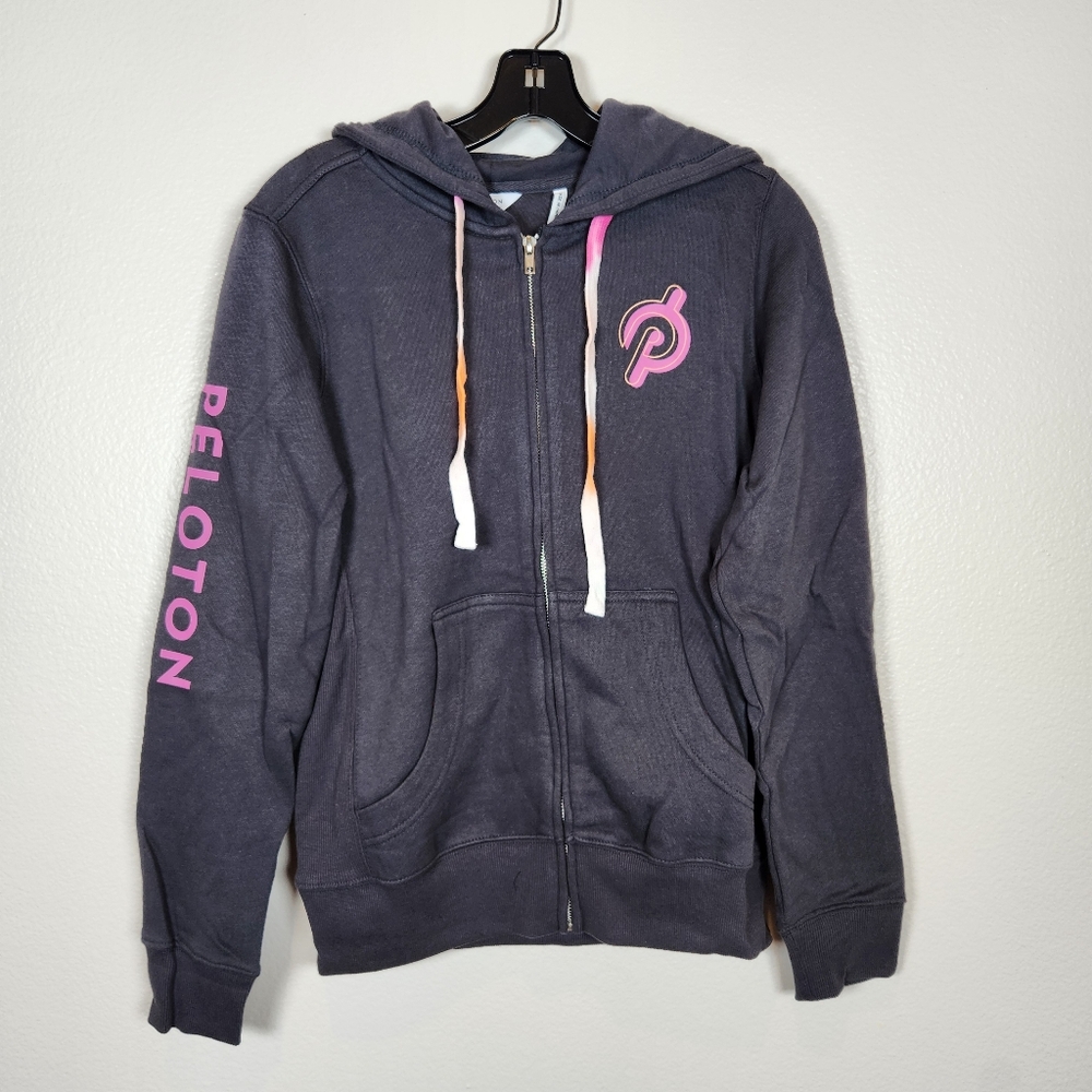 PELOTON Gray Ultimate Fleece Zip Front Hoodie Medium Athleisure Activewear
